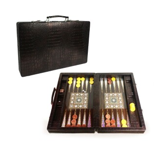 Star Elite Luxury Leather Case Backgammon Set