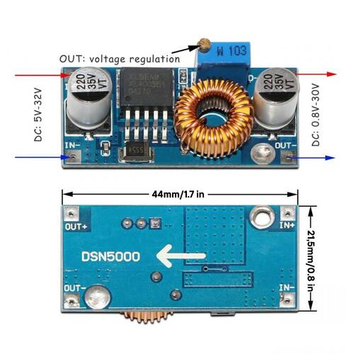 Step-Down Güç Modülü 5A XL4005 4015 DC-DC Çıkış Ayarlanabilir