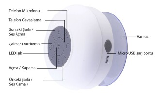 Su Geçirmez Mini Bluetooth Duş Hoparlörü (Beyaz) - 4