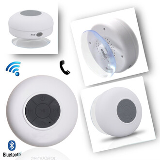 Su Geçirmez Mini Bluetooth Duş Hoparlörü (Beyaz) - Thumbnail