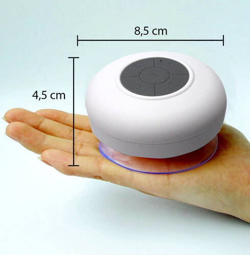 Su Geçirmez Mini Bluetooth Duş Hoparlörü (Beyaz)