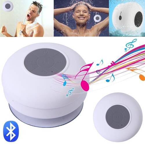 Su Geçirmez Mini Bluetooth Duş Hoparlörü (Beyaz)