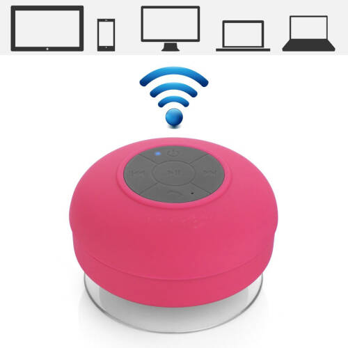 Su Geçirmez Mini Bluetooth Duş Hoparlörü (Pembe) - 9