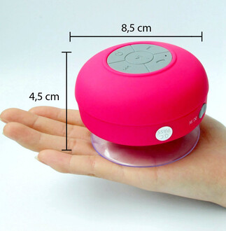 Su Geçirmez Mini Bluetooth Duş Hoparlörü (Pembe) - Thumbnail