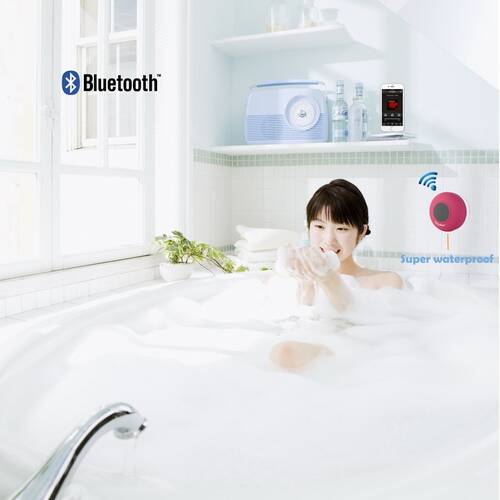 Su Geçirmez Mini Bluetooth Duş Hoparlörü (Pembe)