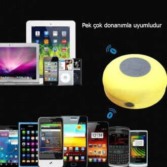 Su Geçirmez Mini Bluetooth Duş Hoparlörü (Sarı) - 7
