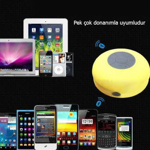 Su Geçirmez Mini Bluetooth Duş Hoparlörü (Sarı) - 7