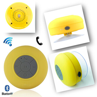 Su Geçirmez Mini Bluetooth Duş Hoparlörü (Sarı) - Thumbnail