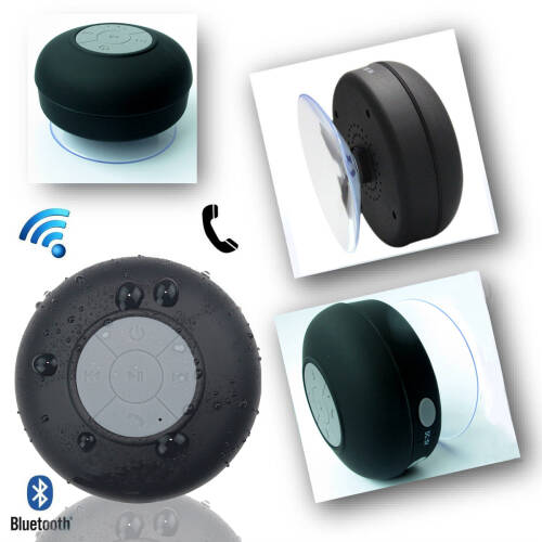 Su Geçirmez Mini Bluetooth Duş Hoparlörü (Siyah) - 2