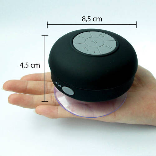 Su Geçirmez Mini Bluetooth Duş Hoparlörü (Siyah) - 3