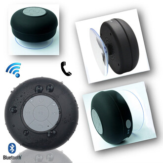 Waterproof Silicone Bluetooth Speaker Shower (Black) - Thumbnail