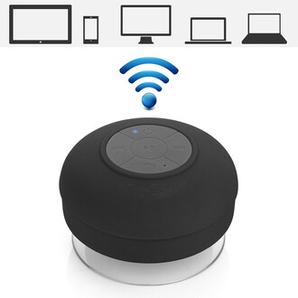 Waterproof Silicone Bluetooth Speaker Shower (Black) - Thumbnail