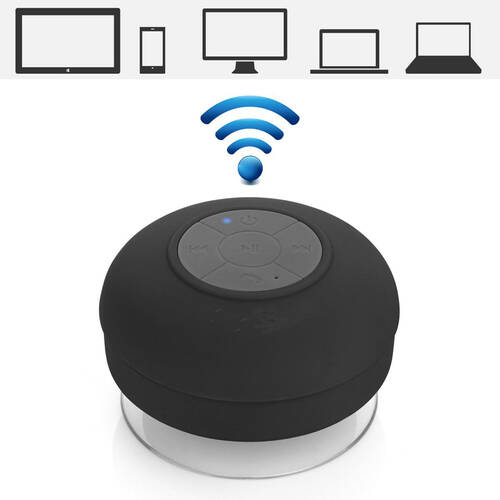 Waterproof Silicone Bluetooth Speaker Shower (Black)