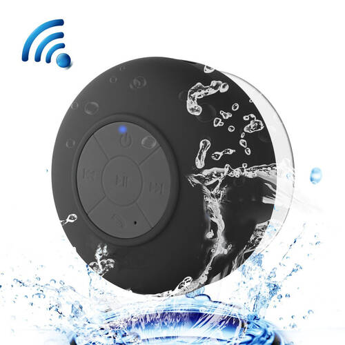 Waterproof Silicone Bluetooth Speaker Shower (Black)