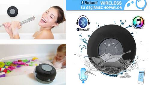 Waterproof Silicone Bluetooth Speaker Shower (Black)