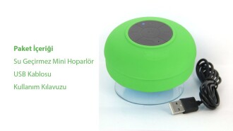 Su Geçirmez Mini Bluetooth Duş Hoparlörü (Yeşil) - 8