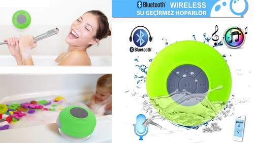 Su Geçirmez Mini Bluetooth Duş Hoparlörü (Yeşil)