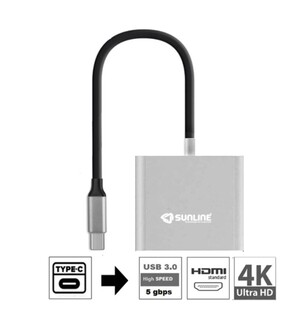 Sunline - Sunline 170676 USB Type C-USB3.0+HDMI(4K*2K)+Type