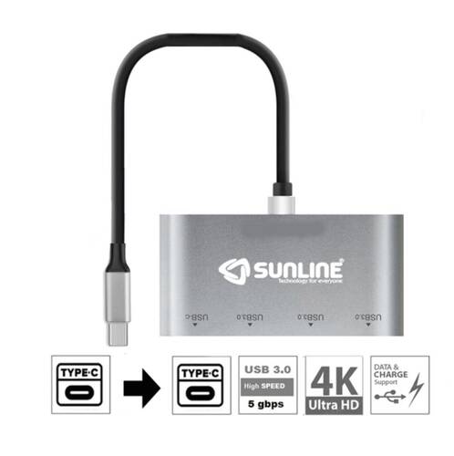 Sunline 170678 Type C-Type C /PD Şarj /USB3.0X3