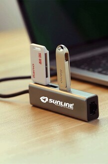 Sunline 1706904 Type C 3X USB 3.0-1X RJ45 Lan - Thumbnail