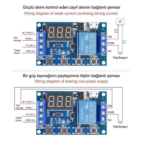 Tek Yön Zaman Ayarlı Tetiklemeli Röle Power Off