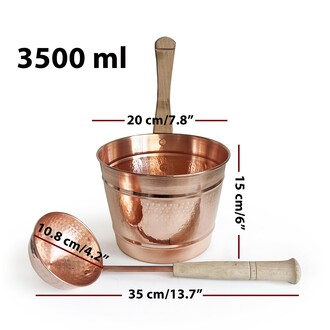 Hand Hammered Copper Sauna Bucket Set - Thumbnail
