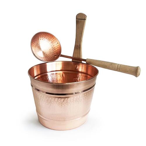 Hand Hammered Copper Sauna Bucket Set