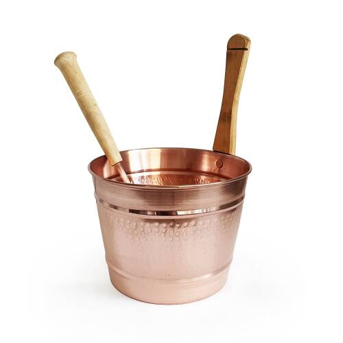 Hand Hammered Copper Sauna Bucket Set - 1