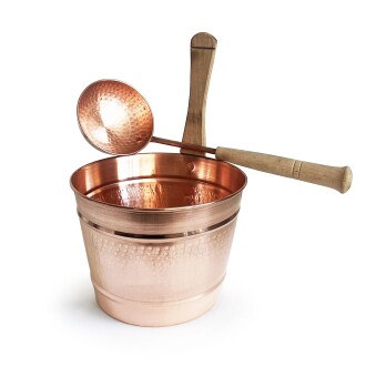 Hand Hammered Copper Sauna Bucket Set - 2