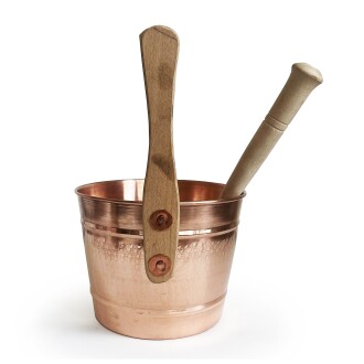 Hand Hammered Copper Sauna Bucket Set - 6