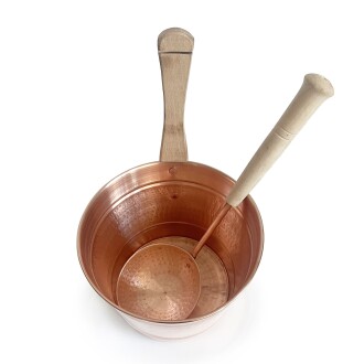 Hand Hammered Copper Sauna Bucket Set - 7