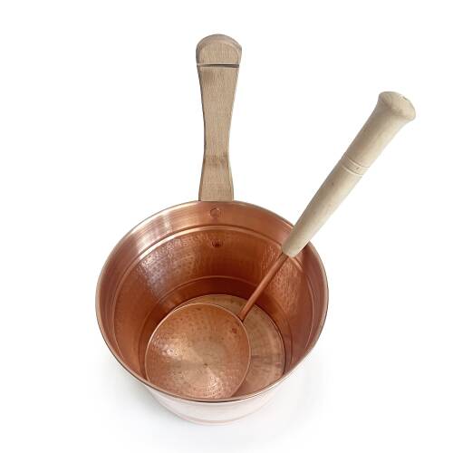 Hand Hammered Copper Sauna Bucket Set - 7