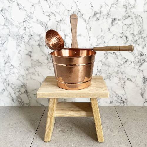 Hand Hammered Copper Sauna Bucket Set - 10
