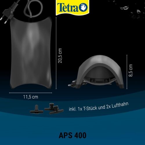 Tetra APS 400 Hava Motoru Çift Çıkışlı 400 L/H – Sessiz Akvaryum Oksijen Pompası (Siyah) 250/600L Akvaryum - 3