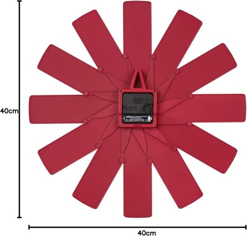 TFA 60.3020.05 Tasarım Duvar Saati, 12 Parça Modüler, Sessiz Sweep Mekanizma Kırmızı – Red Dot 2024 Ödüllü Tasarım - 3