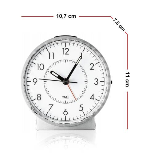 TFA Analog Görünümlü Elektronik Alarmlı Masa Saati Sessiz Akar Saniye Ekran Aydınlatmalı - 5