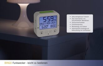 TFA Bingo Işık Sensörlü Ekran Aydınlatmalı Alarmlı Dijital Saat Beyaz - 2