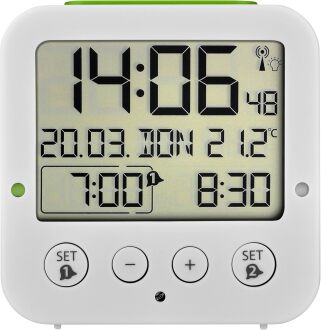 TFA Bingo Işık Sensörlü Ekran Aydınlatmalı Alarmlı Dijital Saat Beyaz - 4