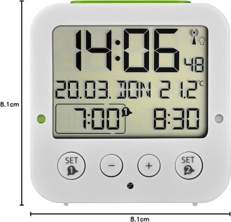TFA Bingo Işık Sensörlü Ekran Aydınlatmalı Alarmlı Dijital Saat Beyaz - 7