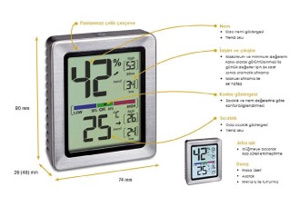 TFA Exacto Kalibre Edilebilir Mıknatıslı Sıcaklık ve Nem Ölçer Ekran Aydınlatmalı - 4