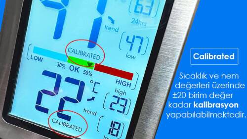 TFA Exacto Kalibre Edilebilir Mıknatıslı Sıcaklık ve Nem Ölçer Ekran Aydınlatmalı - 6
