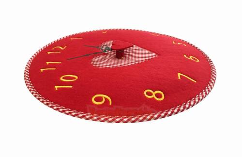 TFA Keçe Kalpli Duvar Saati Kırmızı - 4