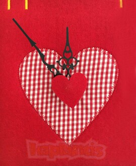 TFA Keçe Kalpli Duvar Saati Kırmızı - 6