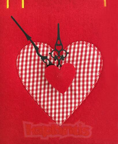 TFA Keçe Kalpli Duvar Saati Kırmızı - 6