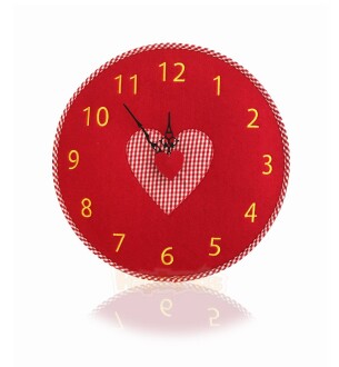 TFA Heart Felt Clock Red