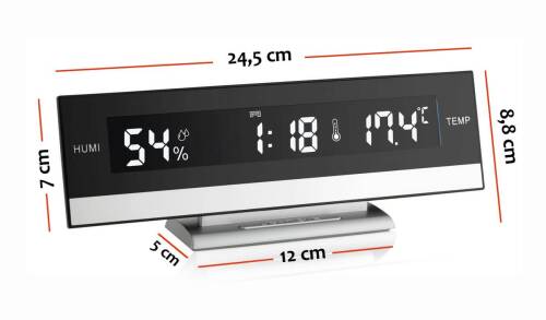 TFA Masaüstü Led Alarmlı Nem Ölçerli Saat Termometre 60.2011 - 5