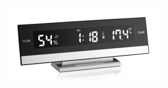 TFA Table Led Clock with Temperature Moisture Meter
