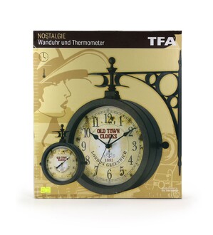 TFA Orient Express Nostaljik Duvar Saati ve Termometre - Thumbnail