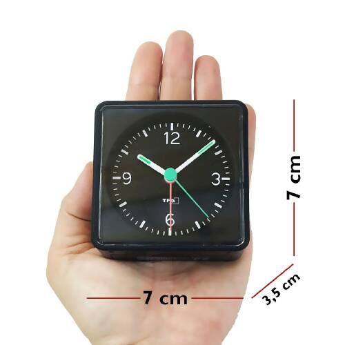 TFA Push Alarmlı Aydınlatmalı Elektronik Masa Saati Siyah - 3