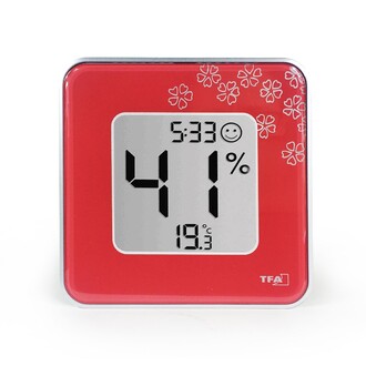 TFA - TFA Style Kırmızı Çiçekli Termometre Nem Ölçer